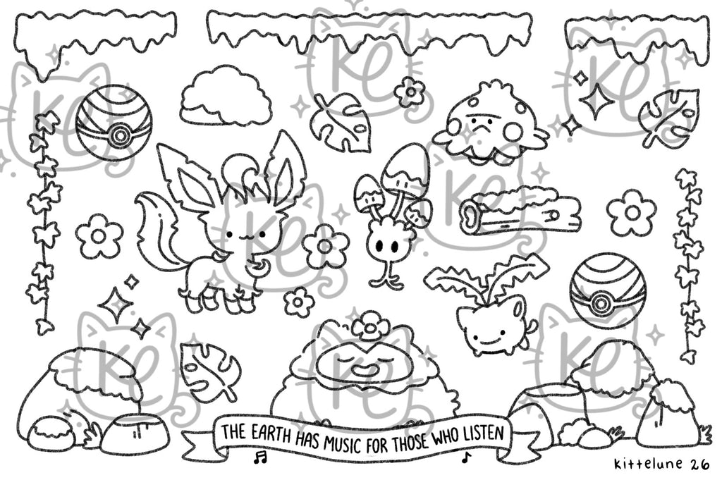 mossy colouring page